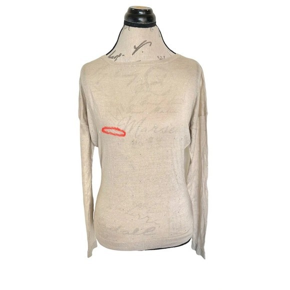 The Limited Womens Sweater Size XS Beige Rhinestones Dead Stock Sparkle Vintage - Picture 9 of 12